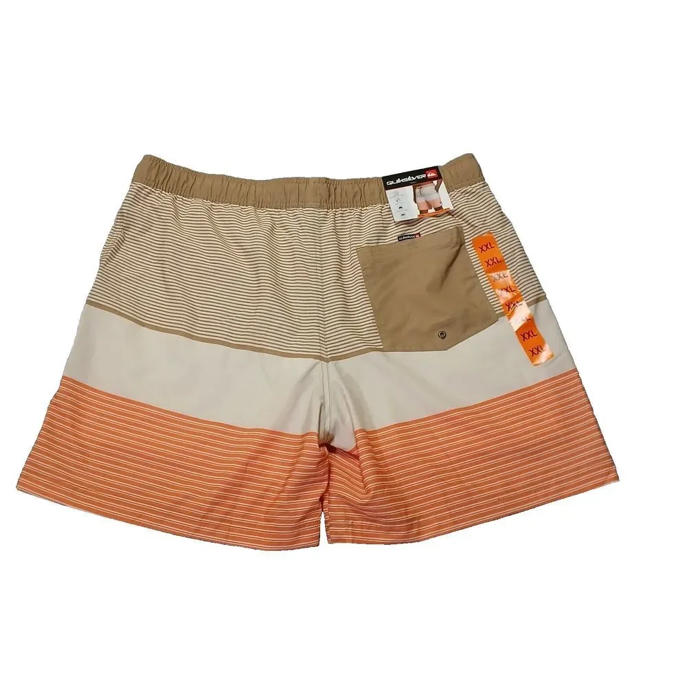 Quicksilver Board Shorts Mens XXL Orange Tan‎ Stretch Surf Swim Trunks 7